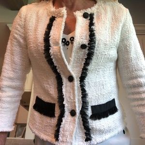 Nanette Lepore White Jacket with Black trim Sz 2